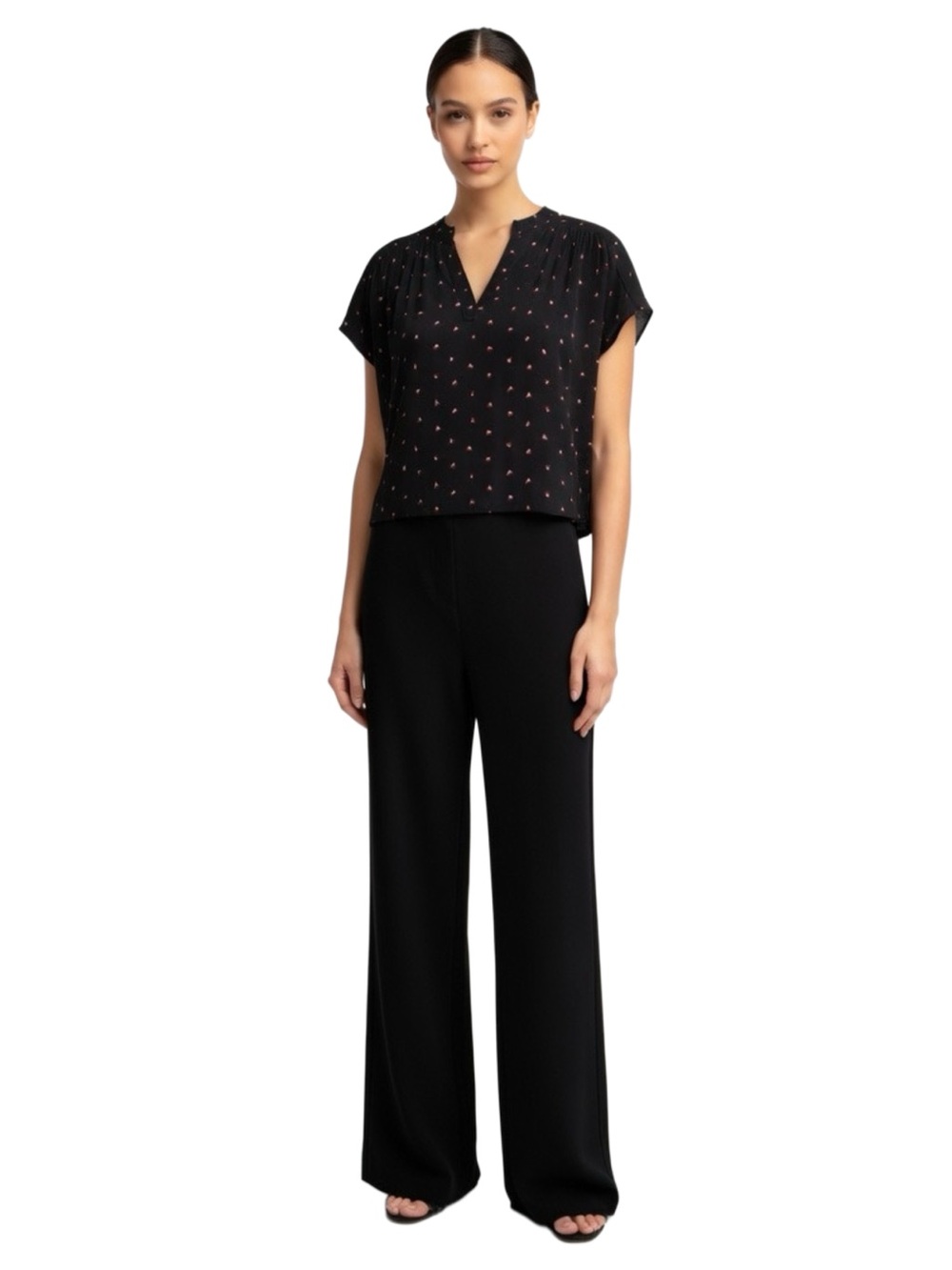 Banana Republic Oversized Navy with Red Patterned Blouse - S
